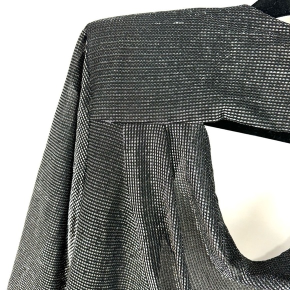 Vintage Joni Blair of California Sz L Silver Metallic Open Front Cardigan Top - Picture 7 of 14